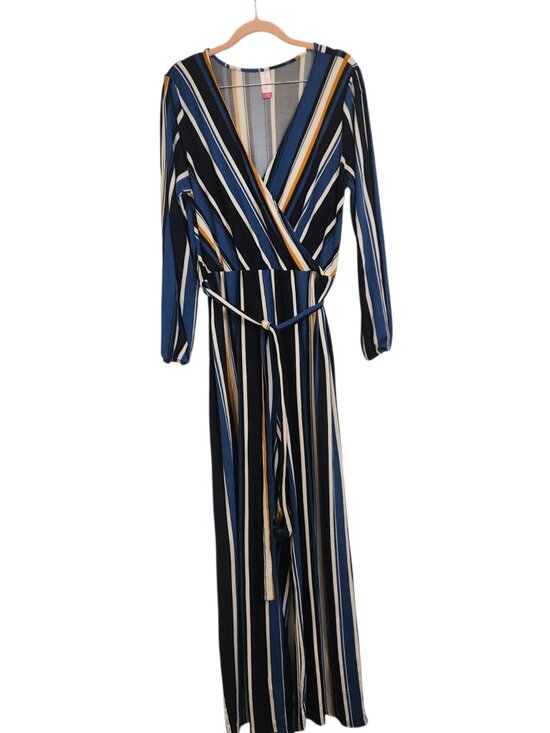 No Boundaries Pants - No Boundaries Cold Shoulder Striped Jumpsuit Size XL (15-17)